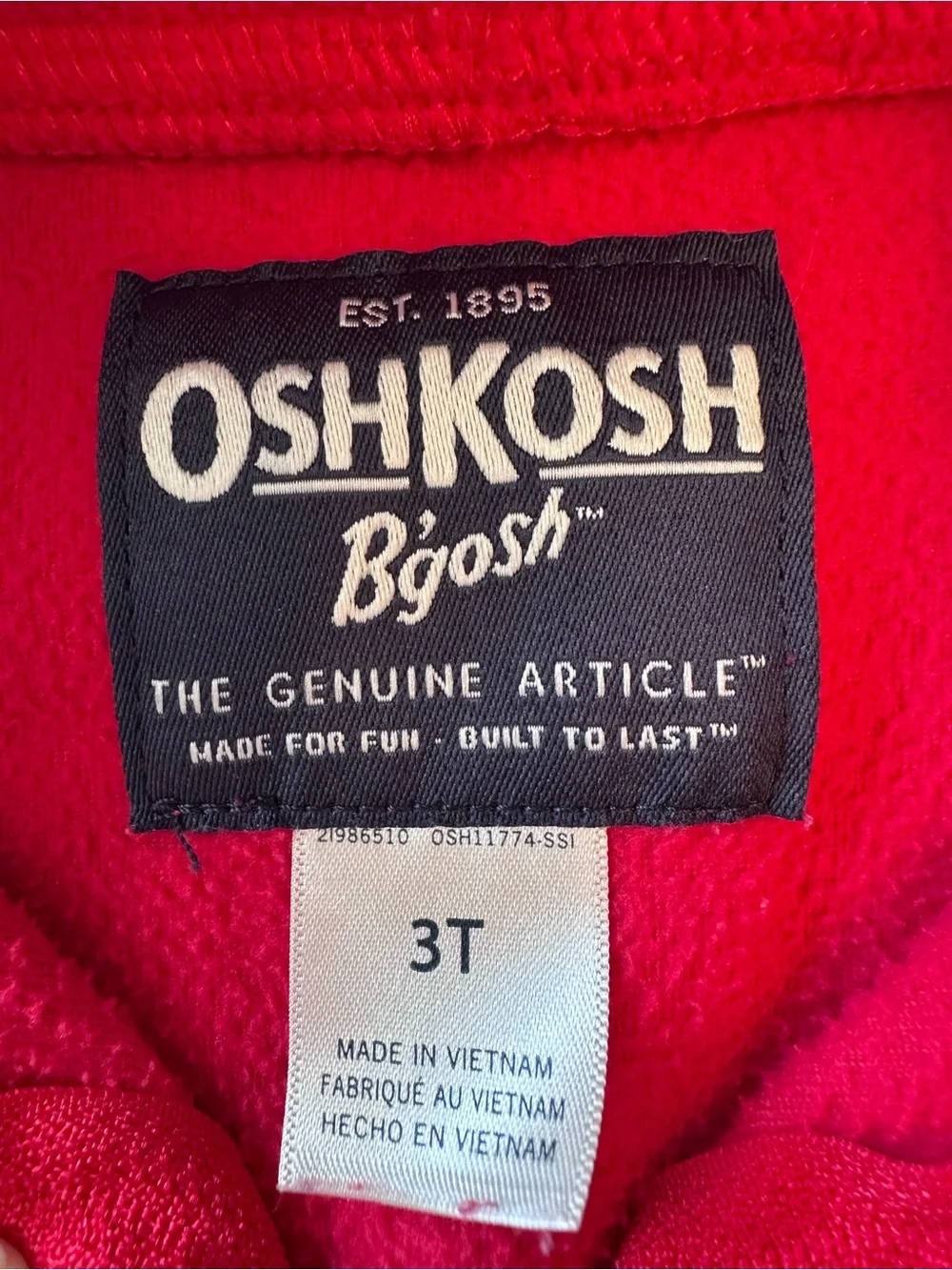OshKosh B'gosh Bright Red and Gray Half-Zip Fleece Pullover